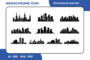 Stockholm Skyline Icon Set