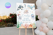 Ocean Baby Shower Welcome Sign, a Templates & Theme by VeliusCreativeStudio (Thumbnail 1 of 3)