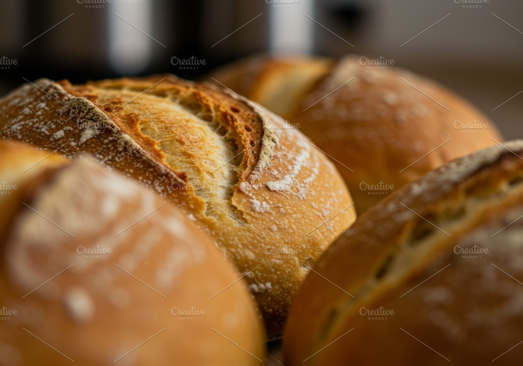 Close-up of freshly baked rustic bre, a Food & Drink Photo by professorinc