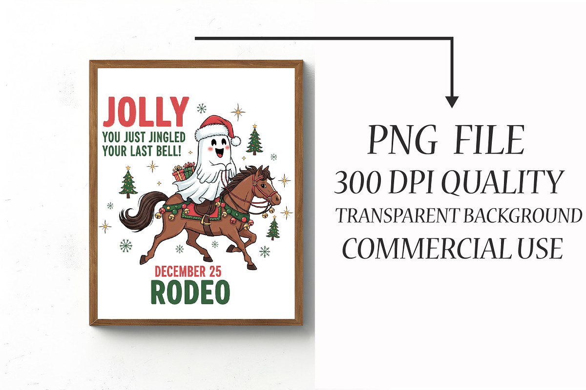 Jolly Rodeo Cowboy Christmas PNG, an Illustration by Libby Wishes (Photo 3 of 6)