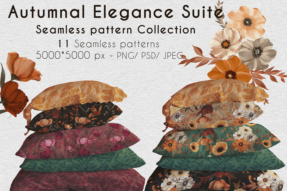 Autumnal Elegance pattern collection, a Pattern Graphic by Nora Gad (Photo 1 of 19)
