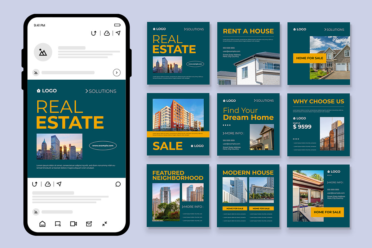 Real Estate Social Media Post, a Social Media Template by CreativeShaper (Photo 1 of 3)
