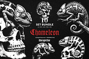 10 Bundle Dark Art Chameleon Lizard, an Illustration by Morspective (Thumbnail 1 of 7)