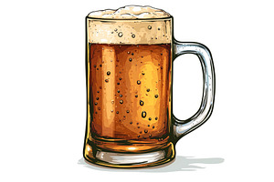 A glass of beer with bubbles on a, an Illustration by tilialucida