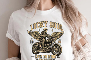 Lucky Soul 1991 Live To Ride PNG, an Object Graphic by Star Graphic Design