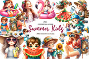 Summer Kids Watercolor Clipart, an Illustration by CreationArt (Thumbnail 1 of 9)