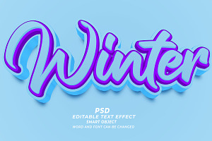 Winter PSD 3D Editable Text Effect