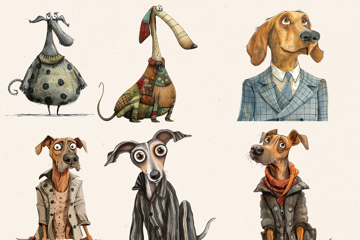 QUIRKY DOG FRIENDS CLIPART PACK, an Animal Illustration by Daring Digies (Photo 4 of 7)
