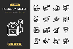 Pulse Oximeter Icons, an Icon by Spacepixel Creative