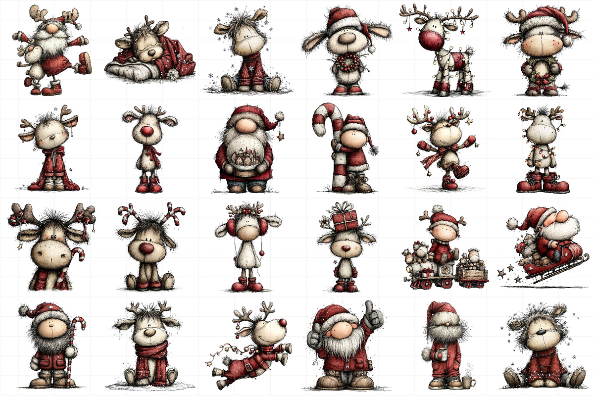 Santa & Reindeer Christmas Clipart, an Illustration by Daily.Designs (Photo 5 of 5)