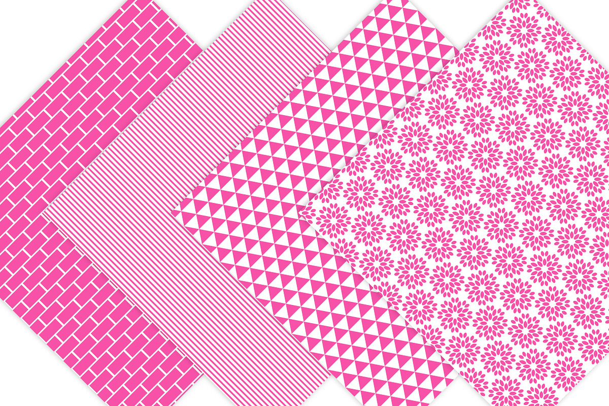 Hot Pink Digital Paper Pack, a Pattern Graphic by Leska's Digitals