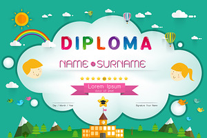 Certificate kids diploma, a Card Template by essense