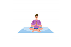 Young man practicing yoga and, a Person Illustration by pikepicture