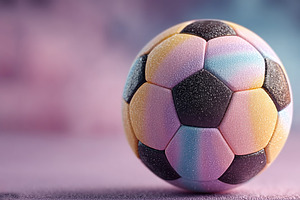 Pastel Gradient Soccer Ball on Soft Pink Blue Background with Co, a Sports & Recreation Photo by José Manuel Gelpi