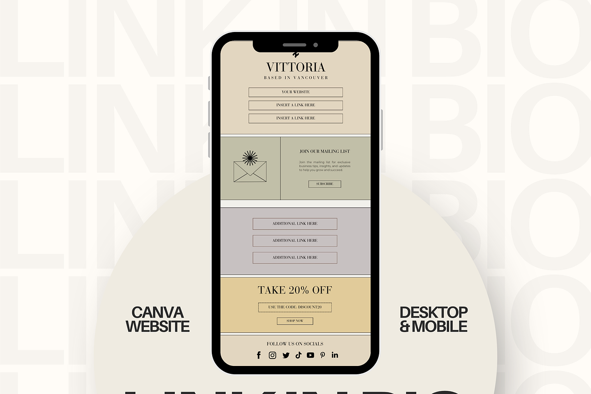 Canva Link in Bio Template, a Landing Page Template by Branding Babe Co. (Photo 1 of 5)