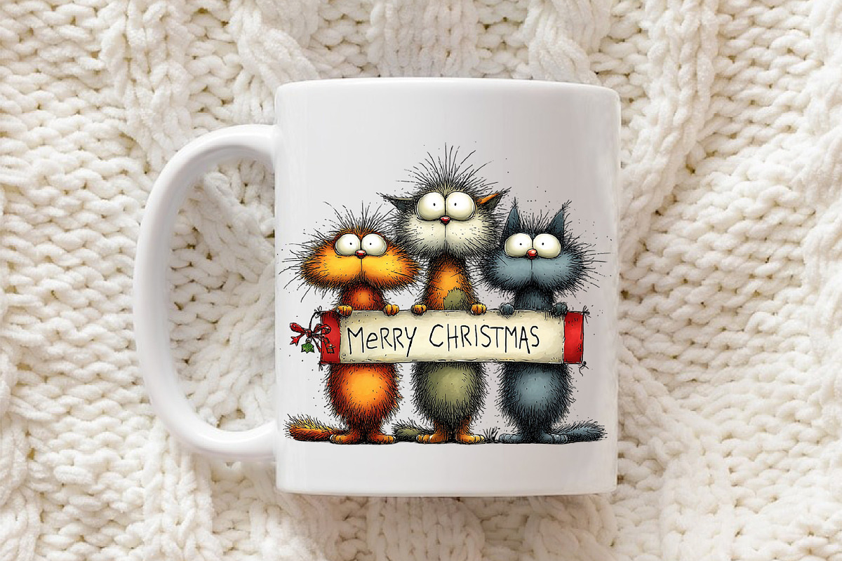 Merry Christmas,Quirky Christmas Cat, an Illustration by Libby Wishes (Photo 4 of 8)
