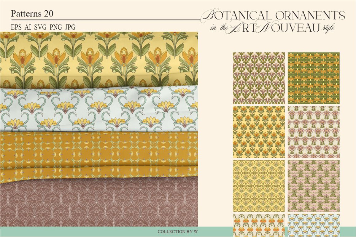 Art Nouveau Botanical Ornaments III, a Pattern Graphic by Collection by VY (Photo 5 of 8)