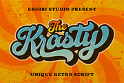 Krasty ~ Unique Retro, a Script Font by ErgibiStudio (Thumbnail 1 of 12)