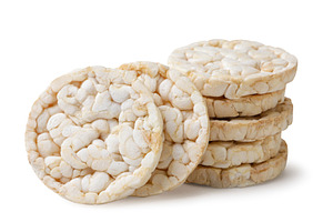Rice cakes close-up on a white