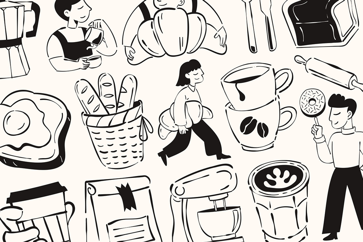 Coffee & Bakery Doodle Elements Set, a Food Illustration by Gumico Studio. (Photo 3 of 3)
