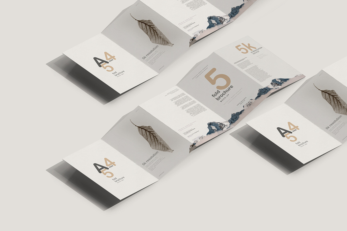 A4 Size Five Fold Brochure Mockup, a Print Template by pmvch (Photo 16 of 20)