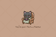 Bookish Black Cat Kawaii Clipart, an Animal Illustration by Blumensdiary (Thumbnail 7 of 7)