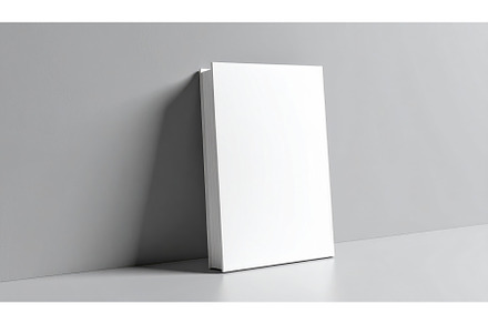 Blank white book cover leaning on