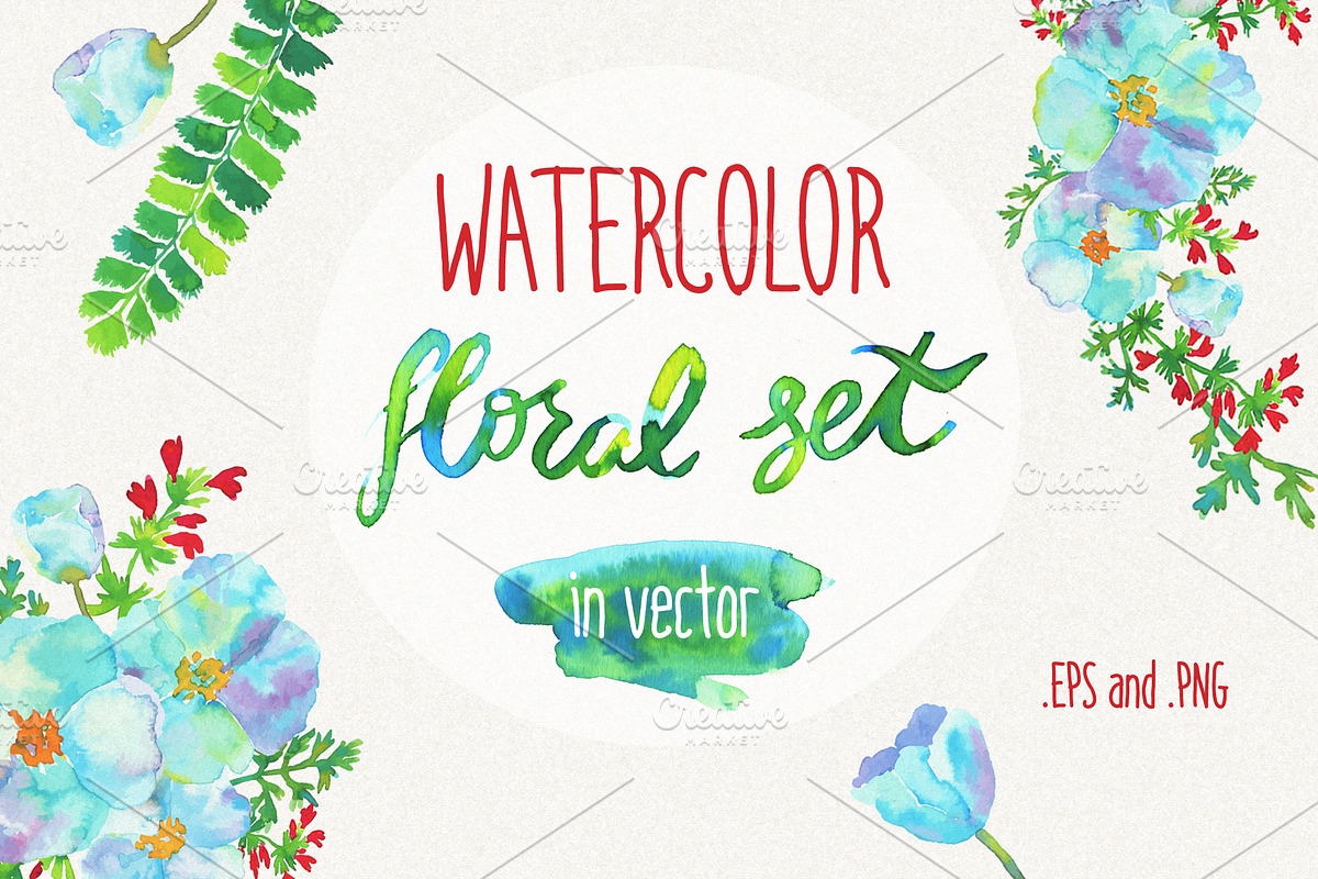 Watercolor hand drawn floral kit, an Illustration by Erifilia (Photo 1 of 4)
