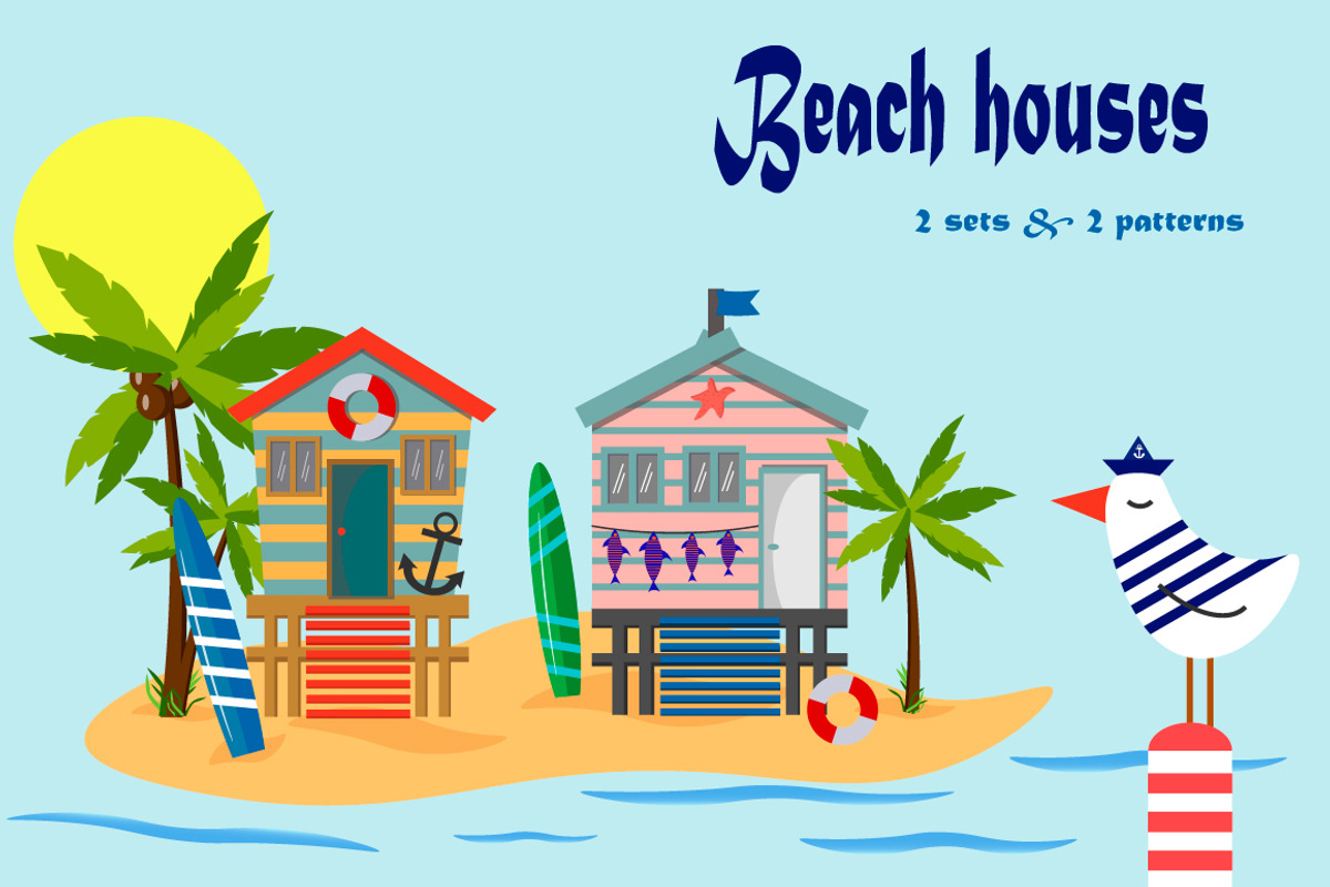 Beach houses set., an Illustration by irina_kutuzova (Photo 1 of 8)