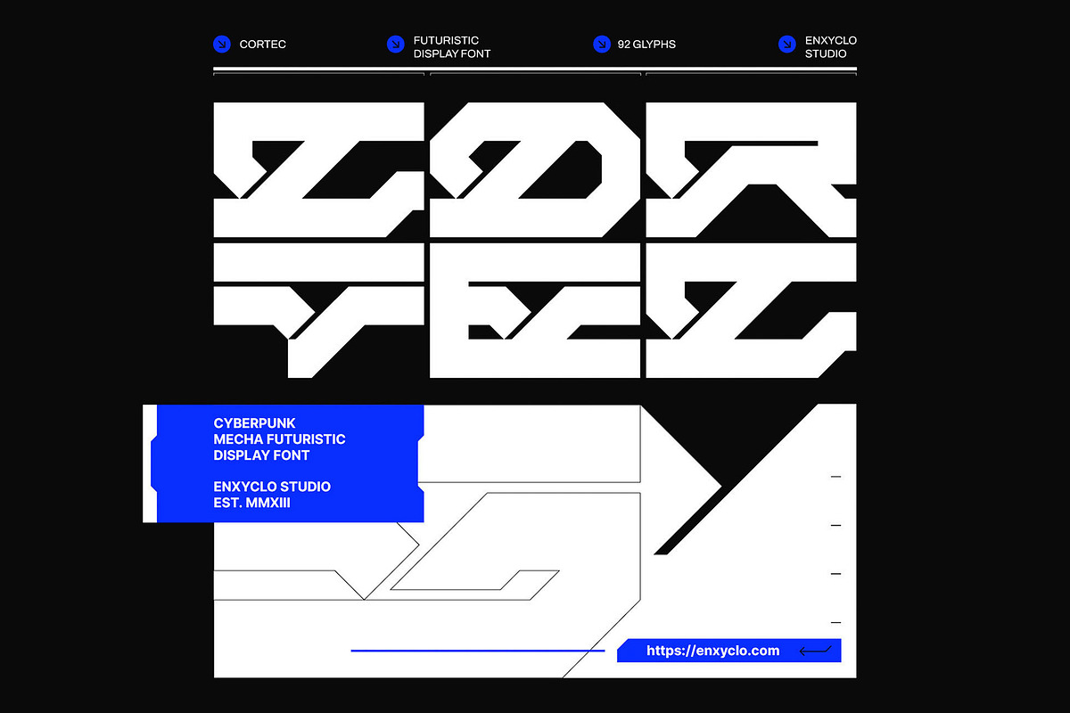 Cortec - Cyberpunk Font, a Sans Serif Font by Enxyclo Studio (Photo 1 of 4)