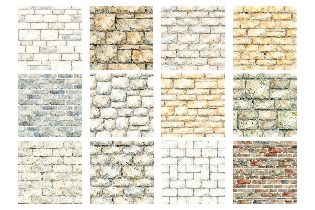 Stone Brick Wall Textures Patterns, a Pattern Graphic by Design Market (Photo 2 of 4)