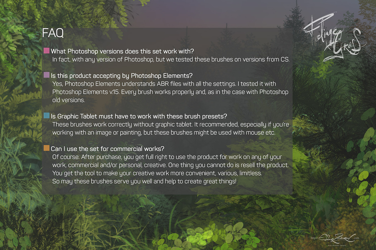 60 Photoshop Foliage & Grass brushes, a Brush Add-On by Eldar Zakirov's (Photo 8 of 8)