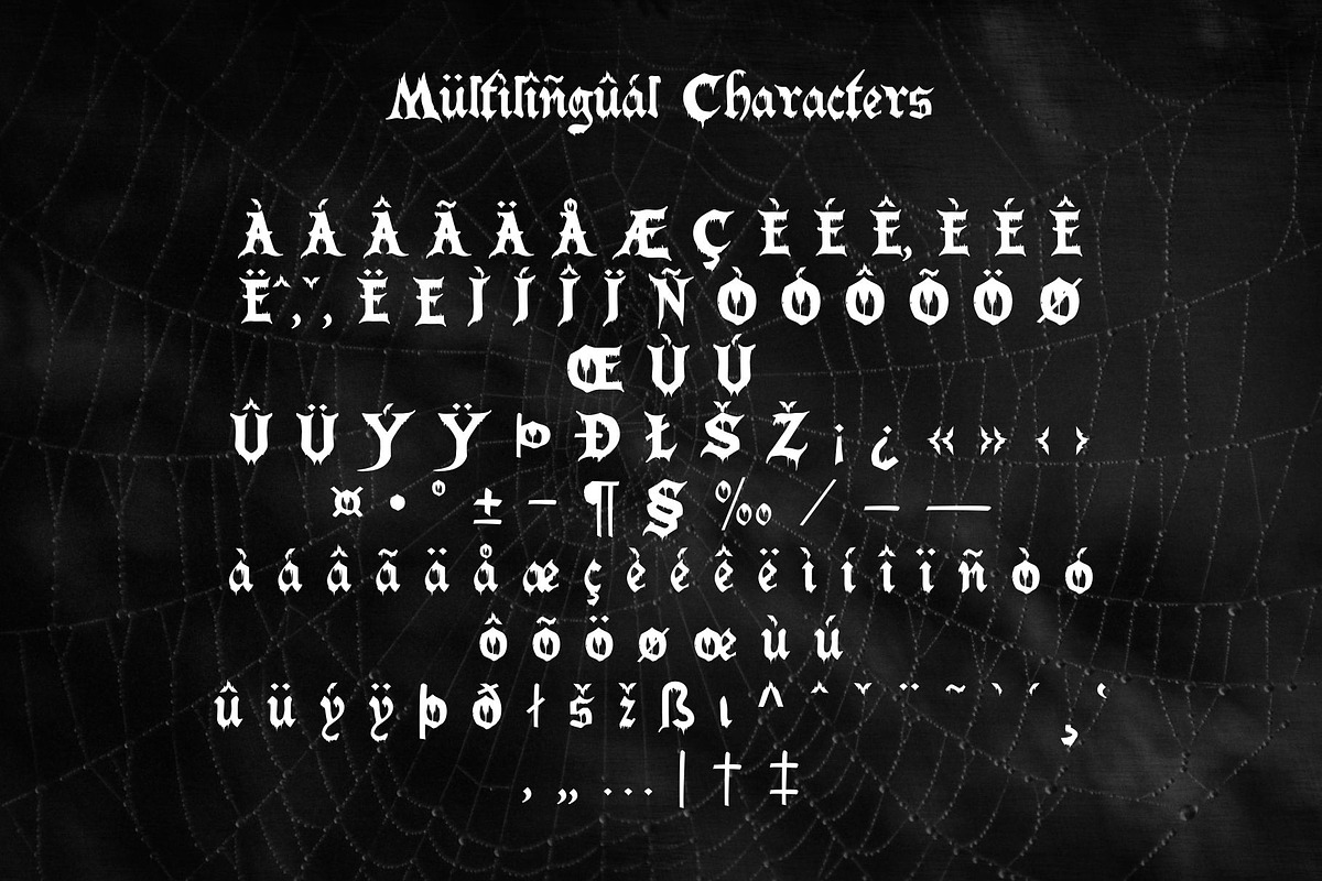 Ritual Multilingual Horror Font, a Serif Font by LunaCco Design (Photo 4 of 6)