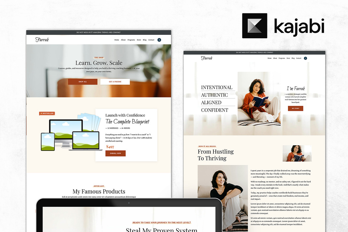 Kajabi Website Template 14 Pages, a Landing Page Template by Altenne | Kajabi Designer (Photo 4 of 9)