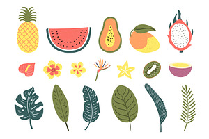 Tropical flower, fruit, palm tree, a Seasonal Illustration by sceptical cactus