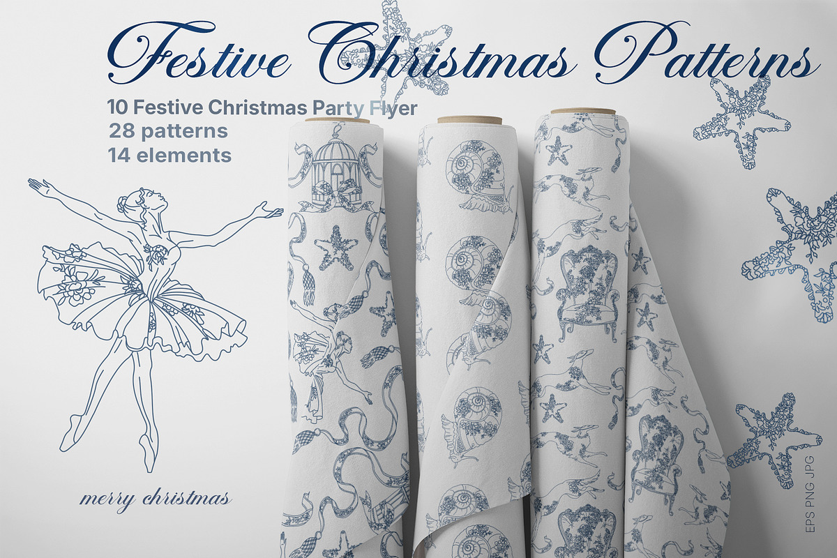 Festive Christmas patterns, a Decorative Illustration by LanaDzi (Photo 5 of 25)
