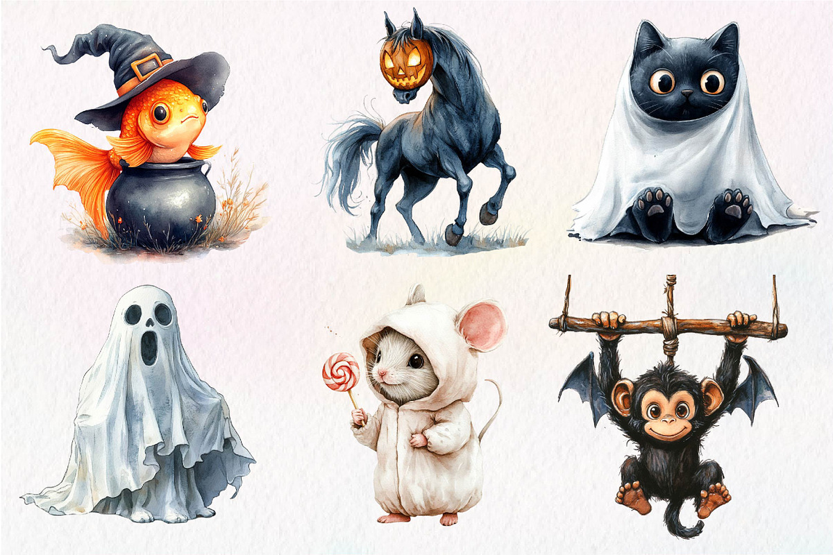 Quirky Halloween Animals Clipart, an Illustration by Dream Creation (Photo 5 of 7)