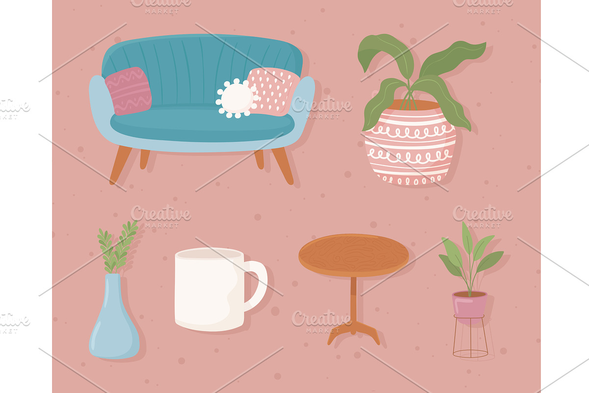 comfy home decoration, an Object Illustration by studiogstock