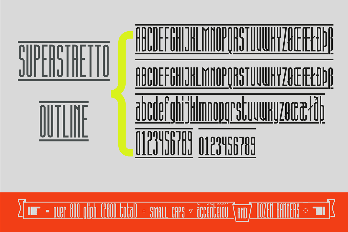 Superstretto Family banner font, a Sans Serif Font by Bellini studio (Photo 4 of 17)