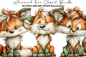 Whimsical Fox Clipart Bundle, an Illustration by Black Bird Studio