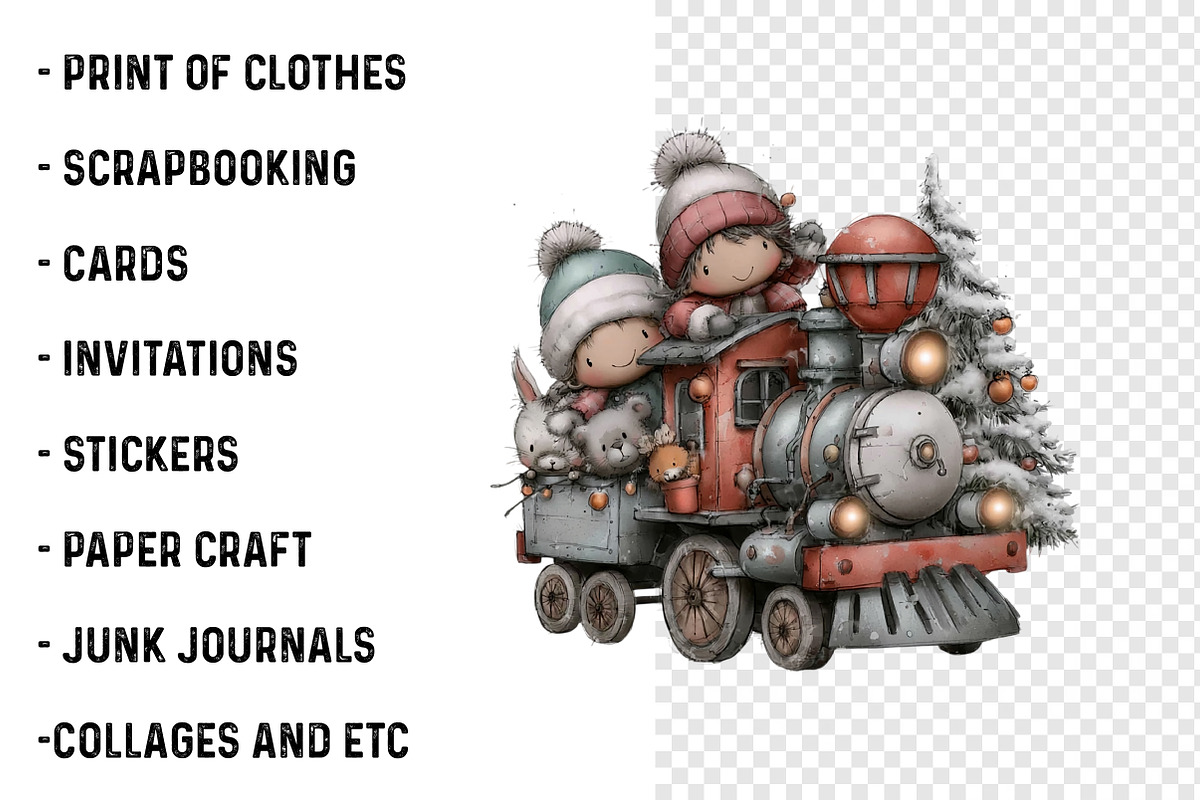 Whimsical Christmas Tree Clipart, a Transportation Illustration by SinaCreation (Photo 3 of 9)