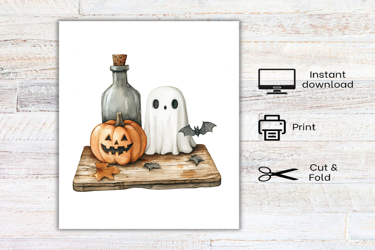 Watercolor Halloween Cutting Board, an Illustration by Canvas Craft (Photo 8 of 8)