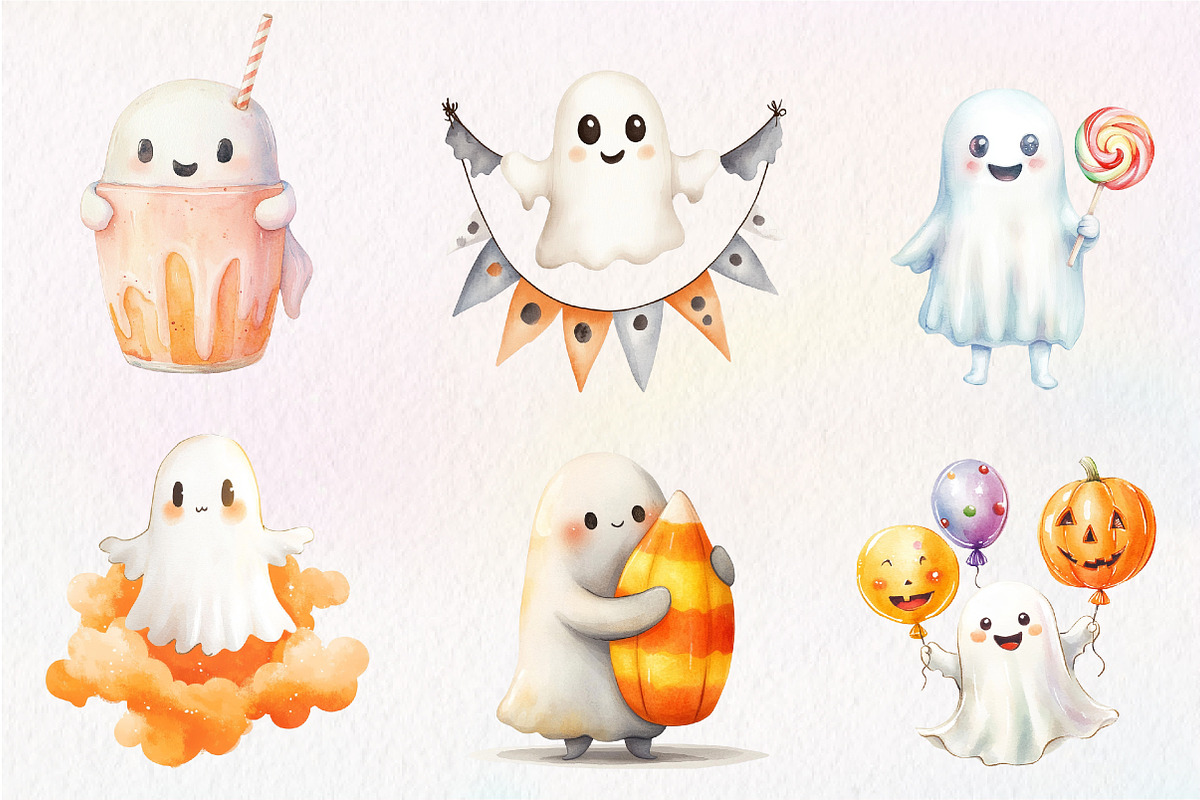 Retro Halloween Ghost Clipart, an Illustration by CreationArt (Photo 4 of 5)