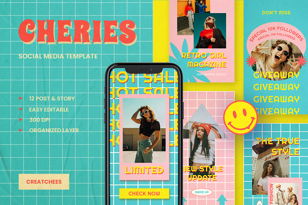 Cheries Instagram Template, a Social Media Template by Creatchees.std (Photo 1 of 5)