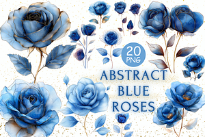 Abstract Blue Roses Png Clipart