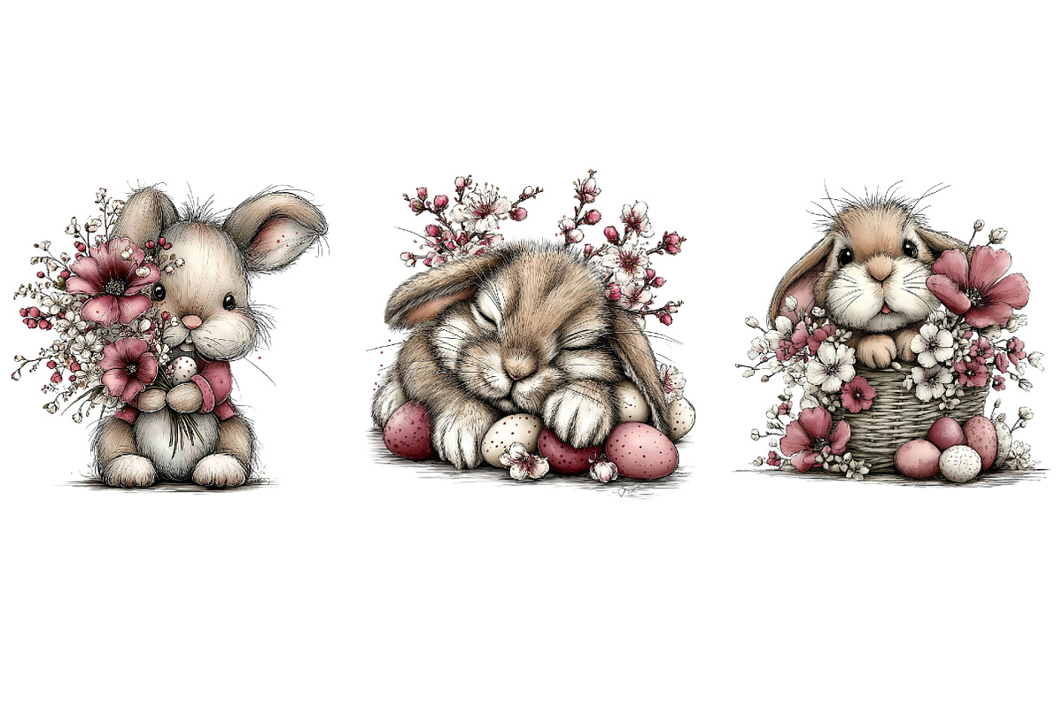Whimsical Easter Bunny Clipart, an Illustration by Dream Creation (Photo 6 of 6)