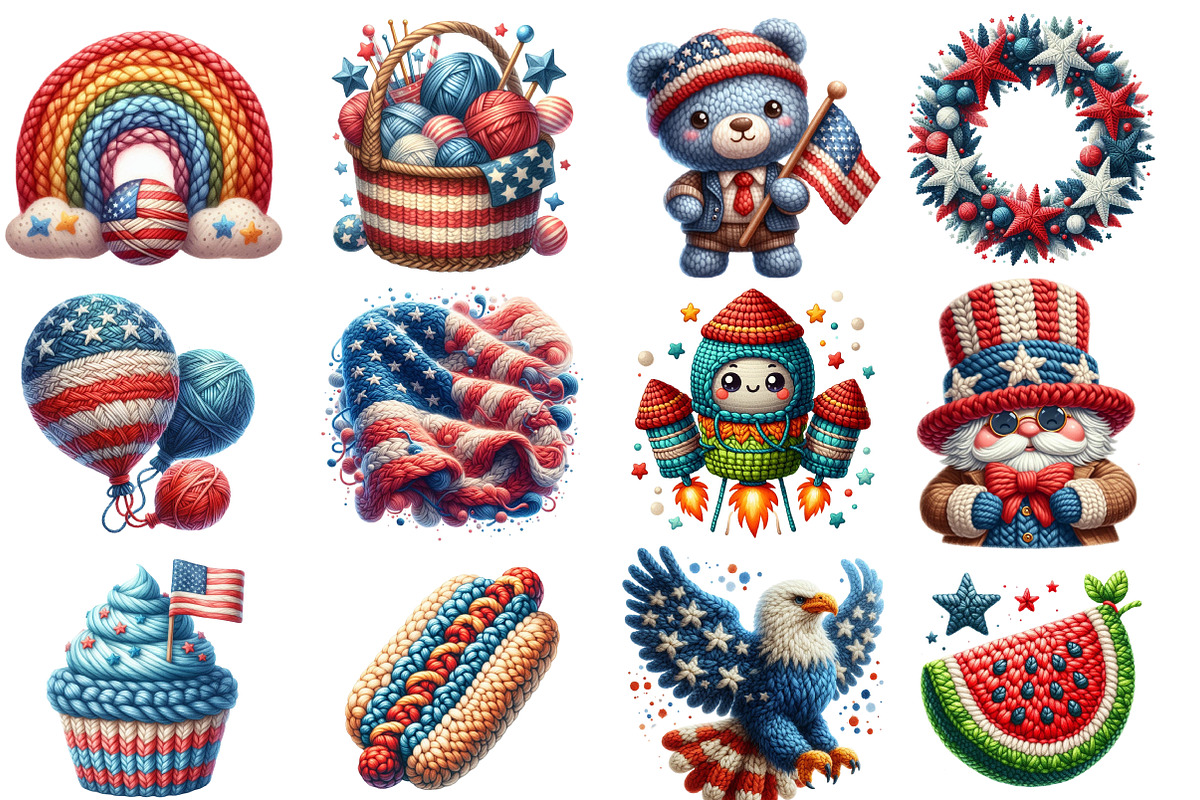 Cute 4th of July Crochet PNG, an Illustration by SinaCreation (Photo 2 of 5)