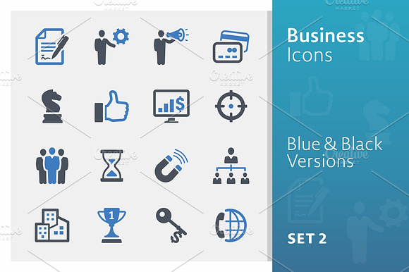 Business Icons Set 2 Blue Series