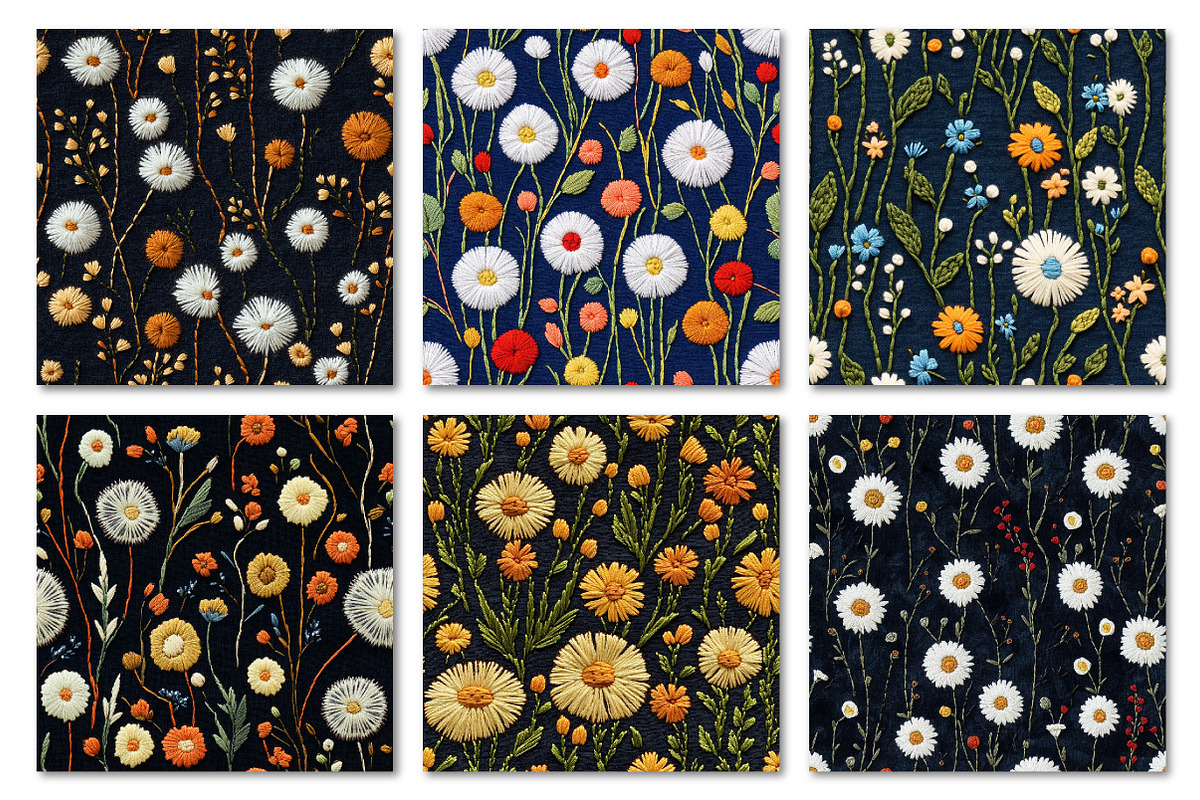 Felt Embroidered Dandelions Papers, a Texture Graphic by Dream Creation (Photo 6 of 7)