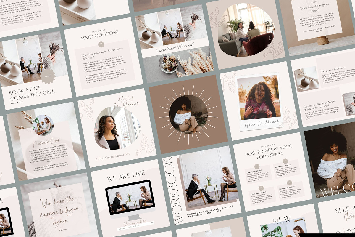 56 Boho Instagram Canva Templates, a Social Media Template by ...